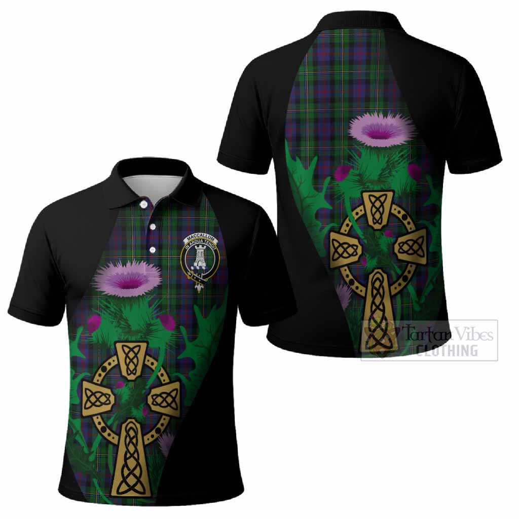MacCallum (McCallum) Tartan Crest Polo Shirt Celtic Cross Thistle Flowers