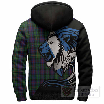 MacCallum (McCallum) Tartan Crest Sherpa Hoodie Scottish Golden Lions Wave Flow