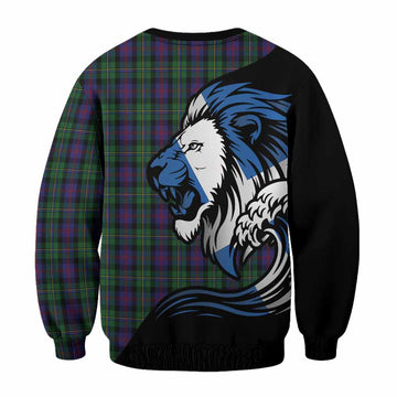 MacCallum (McCallum) Tartan Crest Sweatshirt Scottish Golden Lions Wave Flow