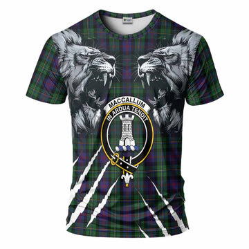 MacCallum (McCallum) Tartan Crest T-Shirt Ferocious Lion Style