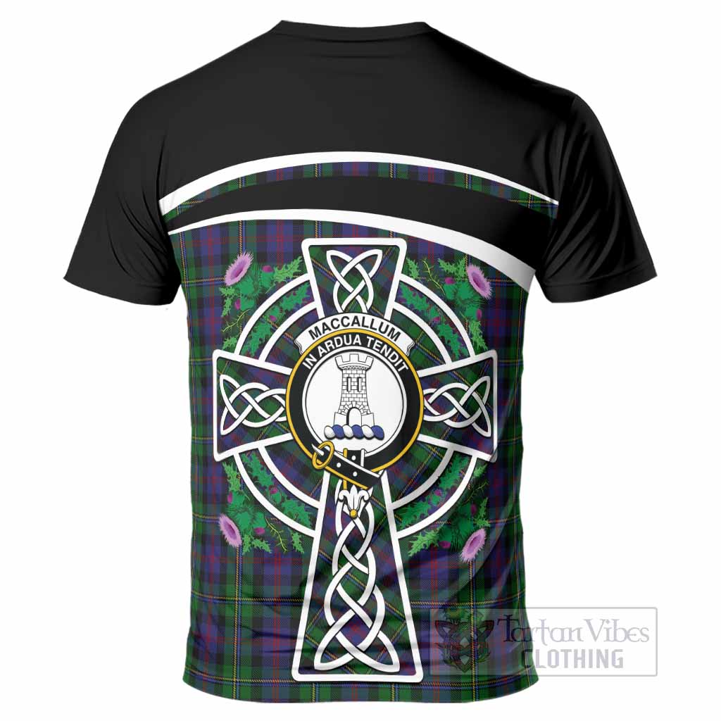 MacCallum (McCallum) Tartan Crest T-Shirt Scottish Thistle Celtic Cross Alba Gu Brath