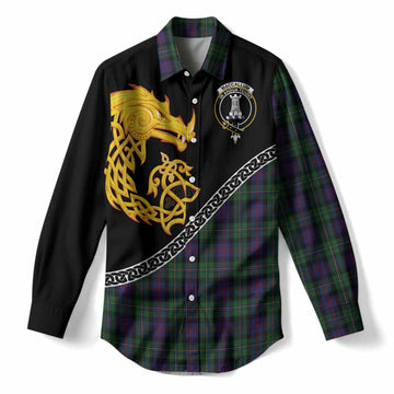 MacCallum (McCallum) Tartan Crest Women Casual Shirt Legendary Dragon Knot Half Style