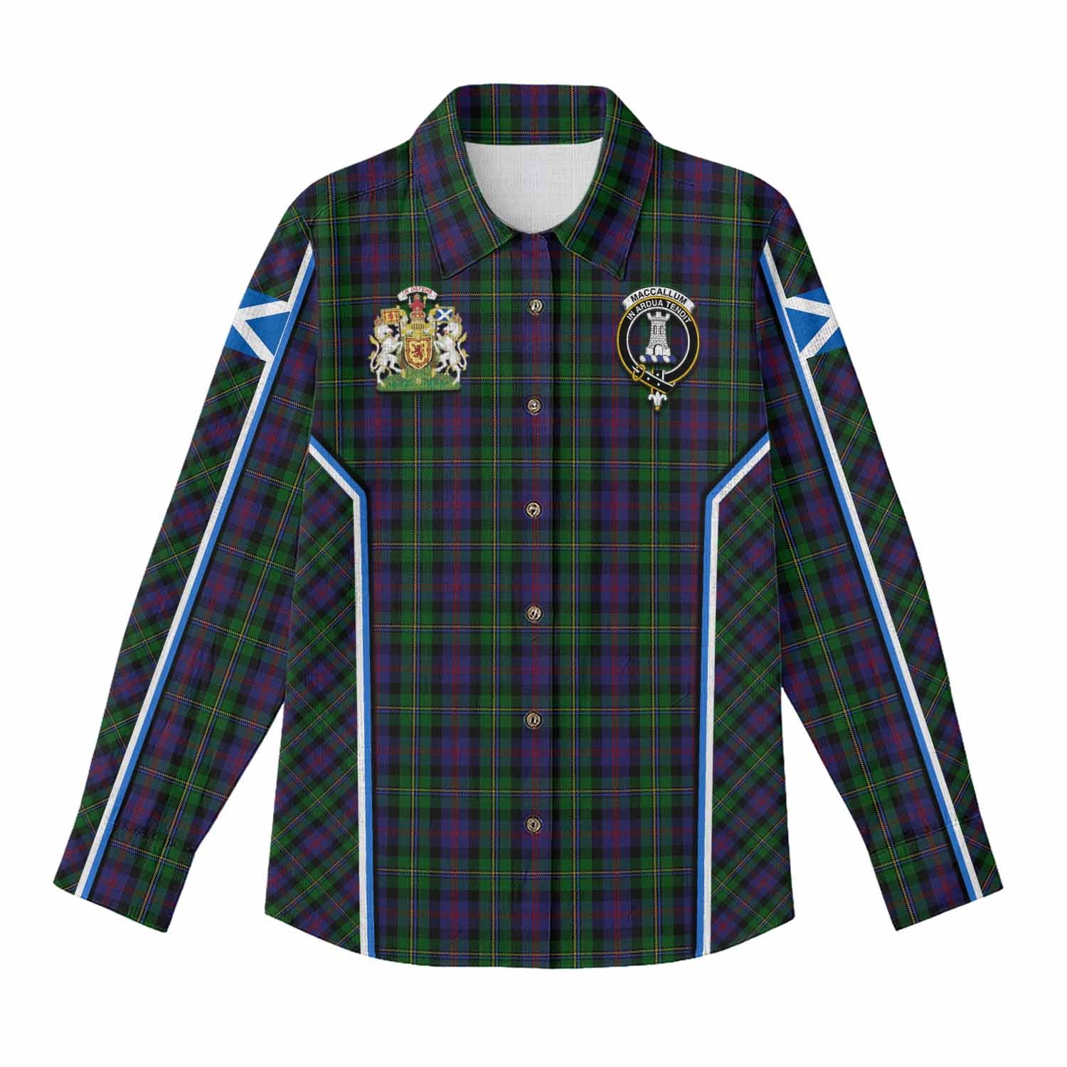 MacCallum (McCallum) Tartan Crest Women Casual Shirt Scotland Coat of Arm Flag Style - Tartan Vibes Clothing