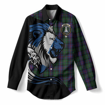 MacCallum (McCallum) Tartan Crest Women Casual Shirt Scottish Golden Lions Wave Flow