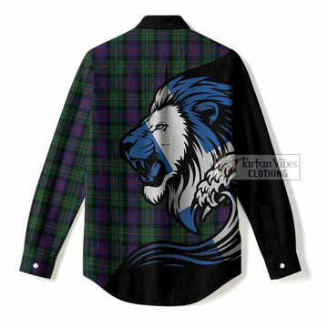 MacCallum (McCallum) Tartan Crest Women Casual Shirt Scottish Golden Lions Wave Flow