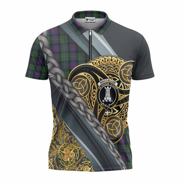 MacCallum (McCallum) Tartan Crest Zipper Polo Shirt Scottish Triskele Celtic