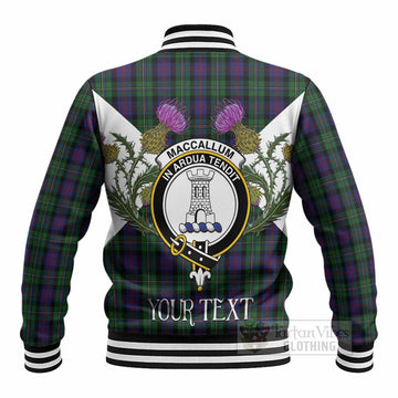 MacCallum (McCallum) Tartan Family Crest Baseball Jacket Scottish Burns Night Thistle Floral