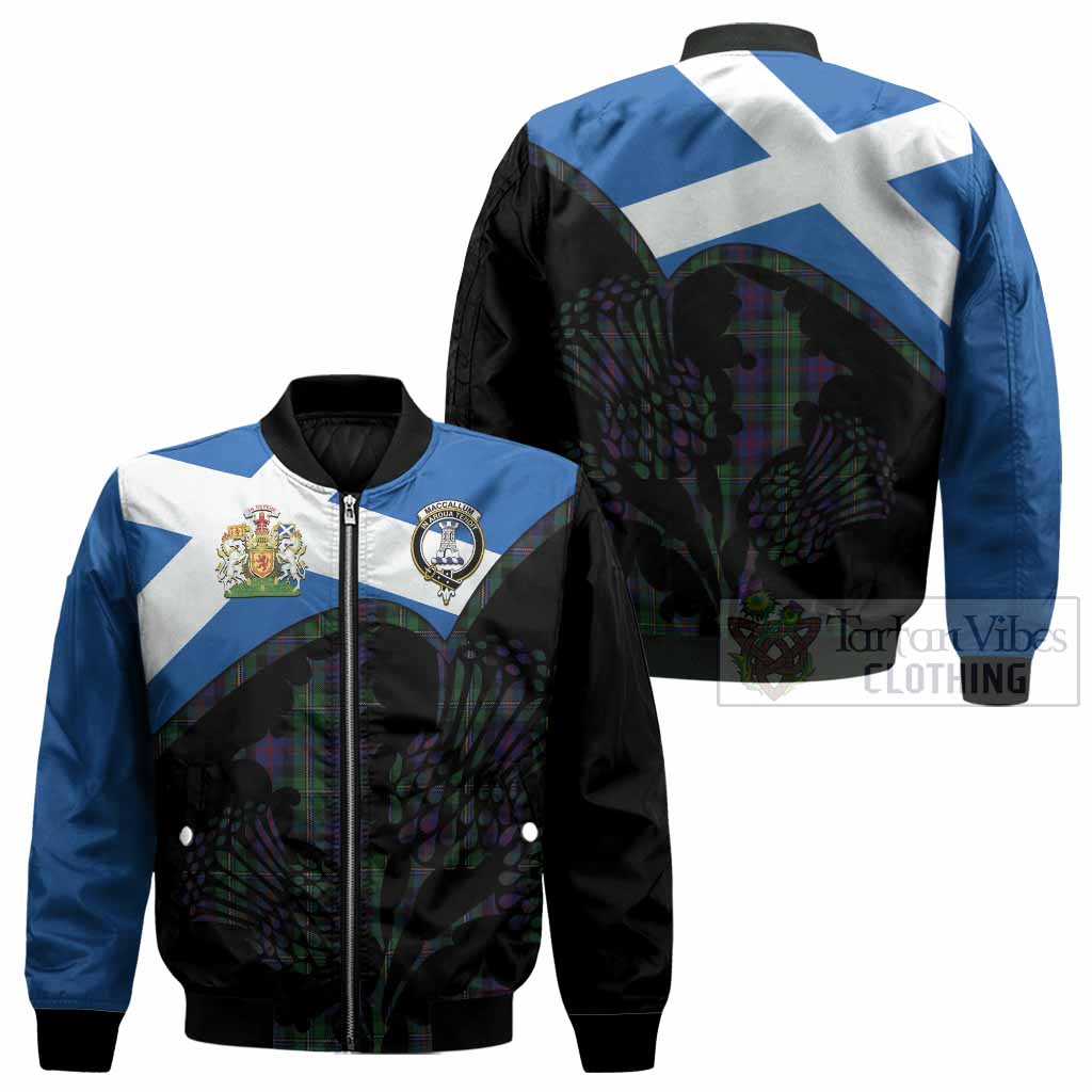 MacCallum (McCallum) Tartan Family Crest Bomber Jacket Scotland Thistle Floral Flag Style