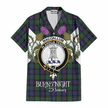 MacCallum (McCallum) Tartan Family Crest Cotton Hawaiian Shirt Scottish Burns Night Thistle Floral