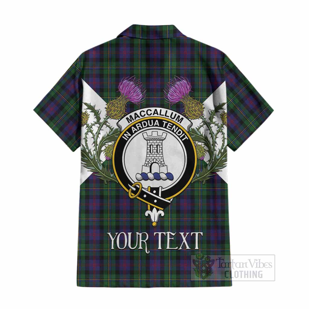 MacCallum (McCallum) Tartan Family Crest Cotton Hawaiian Shirt Scottish Burns Night Thistle Floral