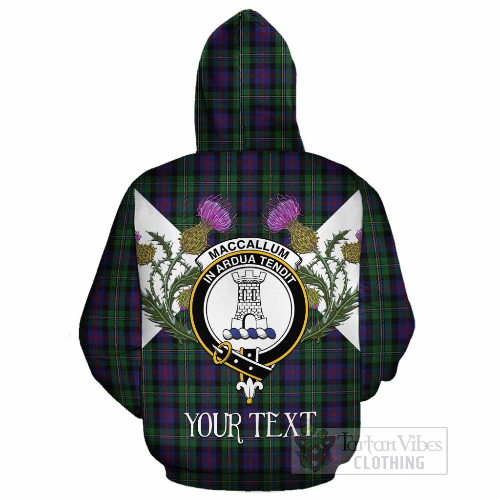 MacCallum (McCallum) Tartan Family Crest Cotton Hoodie Scottish Burns Night Thistle Floral