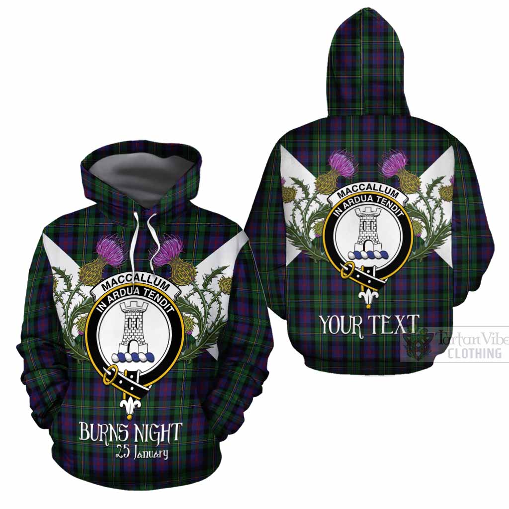 MacCallum (McCallum) Tartan Family Crest Cotton Hoodie Scottish Burns Night Thistle Floral