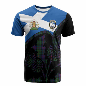 MacCallum (McCallum) Tartan Family Crest Cotton T-shirt Scotland Thistle Floral Flag Style
