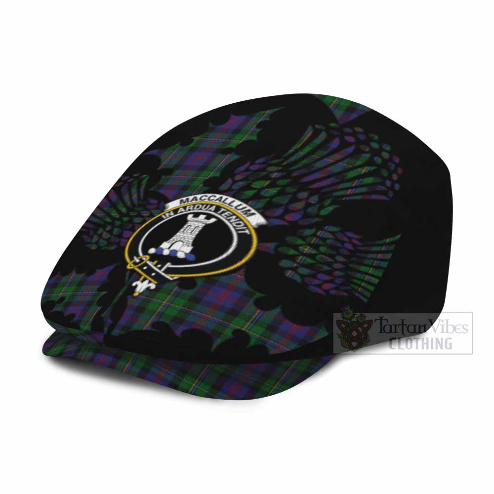 MacCallum (McCallum) Tartan Family Crest Flat Cap, Jeff Cap Scotland Thistle Floral