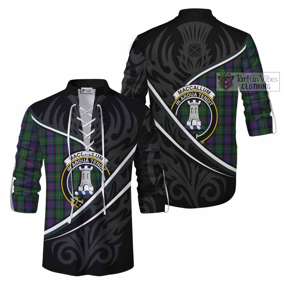 MacCallum (McCallum) Tartan Family Crest Ghillie Kilt Shirt Celtic Scottish Thistle Floral - Tartan Vibes Clothing