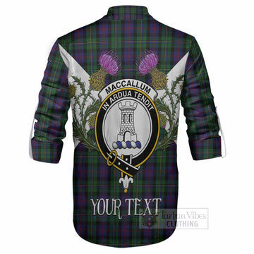 MacCallum (McCallum) Tartan Family Crest Ghillie Shirt Scottish Burns Night Thistle Floral