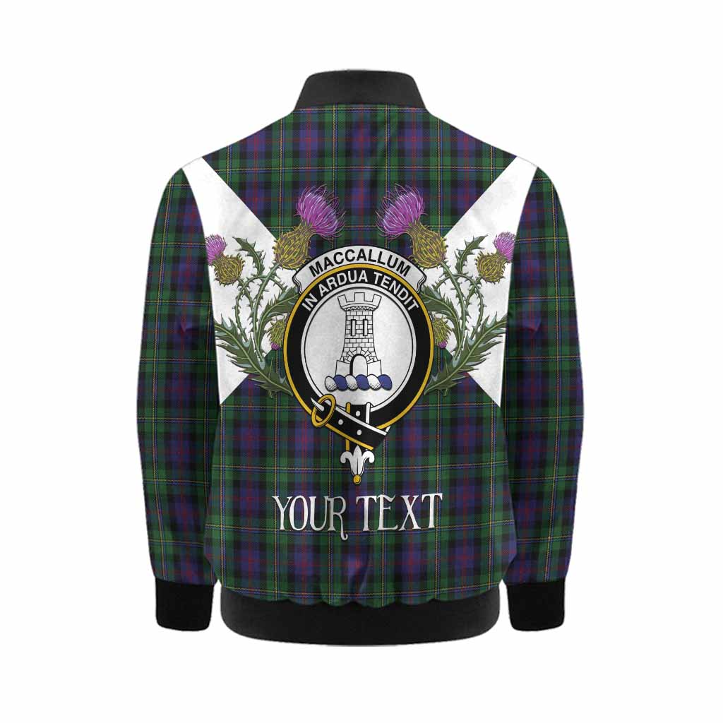 MacCallum (McCallum) Tartan Family Crest Kid Bomber Jacket Scottish Burns Night Thistle Floral