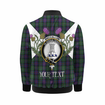MacCallum (McCallum) Tartan Family Crest Kid Bomber Jacket Scottish Burns Night Thistle Floral