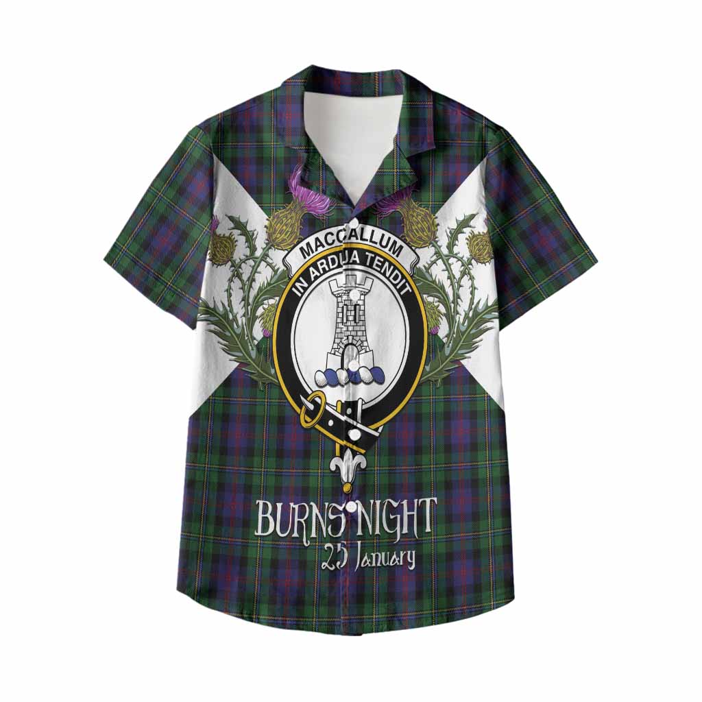 MacCallum (McCallum) Tartan Family Crest Kid Hawaiian Shirt Scottish Burns Night Thistle Floral