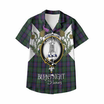 MacCallum (McCallum) Tartan Family Crest Kid Hawaiian Shirt Scottish Burns Night Thistle Floral