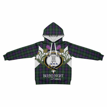 MacCallum (McCallum) Tartan Family Crest Kid Hoodie Scottish Burns Night Thistle Floral