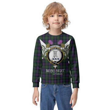 MacCallum (McCallum) Tartan Family Crest Kid Knitted Sweatshirt Scottish Burns Night Thistle Floral