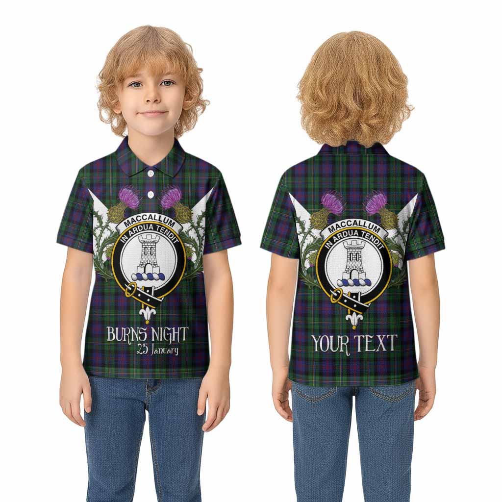 MacCallum (McCallum) Tartan Family Crest Kid Polo Shirt Scottish Burns Night Thistle Floral