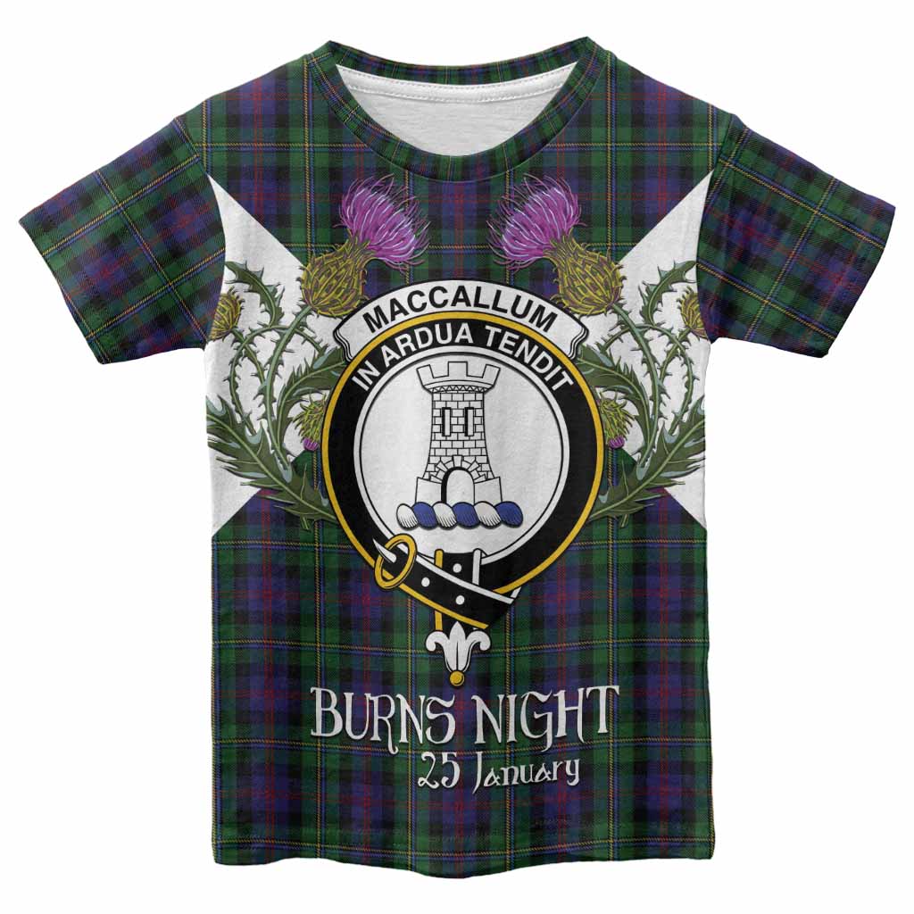 MacCallum (McCallum) Tartan Family Crest Kid T-shirt Scottish Burns Night Thistle Floral