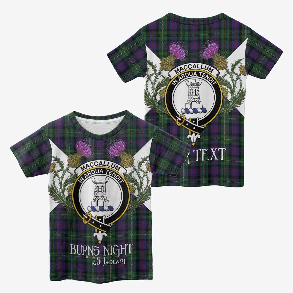 MacCallum (McCallum) Tartan Family Crest Kid T-shirt Scottish Burns Night Thistle Floral