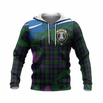 MacCallum (McCallum) Tartan Family Crest Knitted Hoodie Thistle in Minimalism