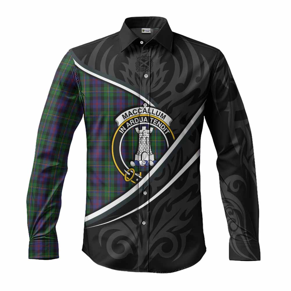 MacCallum (McCallum) Tartan Family Crest Long Sleeve Button Shirts Celtic Scottish Thistle Floral - Tartan Vibes Clothing
