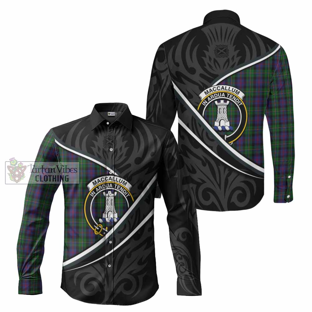 MacCallum (McCallum) Tartan Family Crest Long Sleeve Button Shirts Celtic Scottish Thistle Floral - Tartan Vibes Clothing