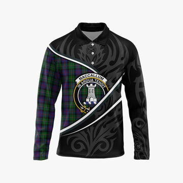 MacCallum (McCallum) Tartan Family Crest Long Sleeve Polo Shirt Celtic Scottish Thistle Floral