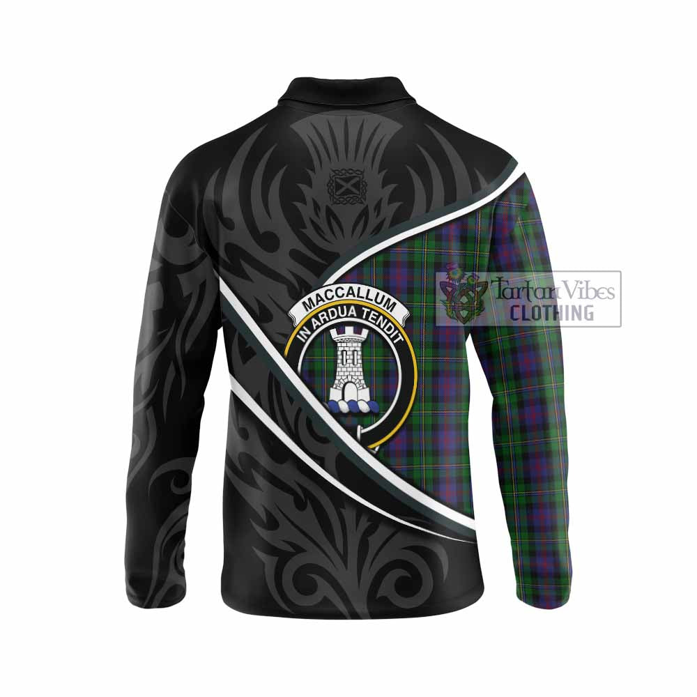 MacCallum (McCallum) Tartan Family Crest Long Sleeve Polo Shirt Celtic Scottish Thistle Floral - Tartan Vibes Clothing
