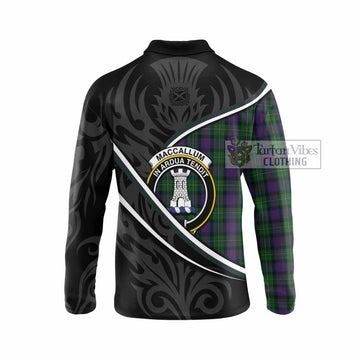 MacCallum (McCallum) Tartan Family Crest Long Sleeve Polo Shirt Celtic Scottish Thistle Floral