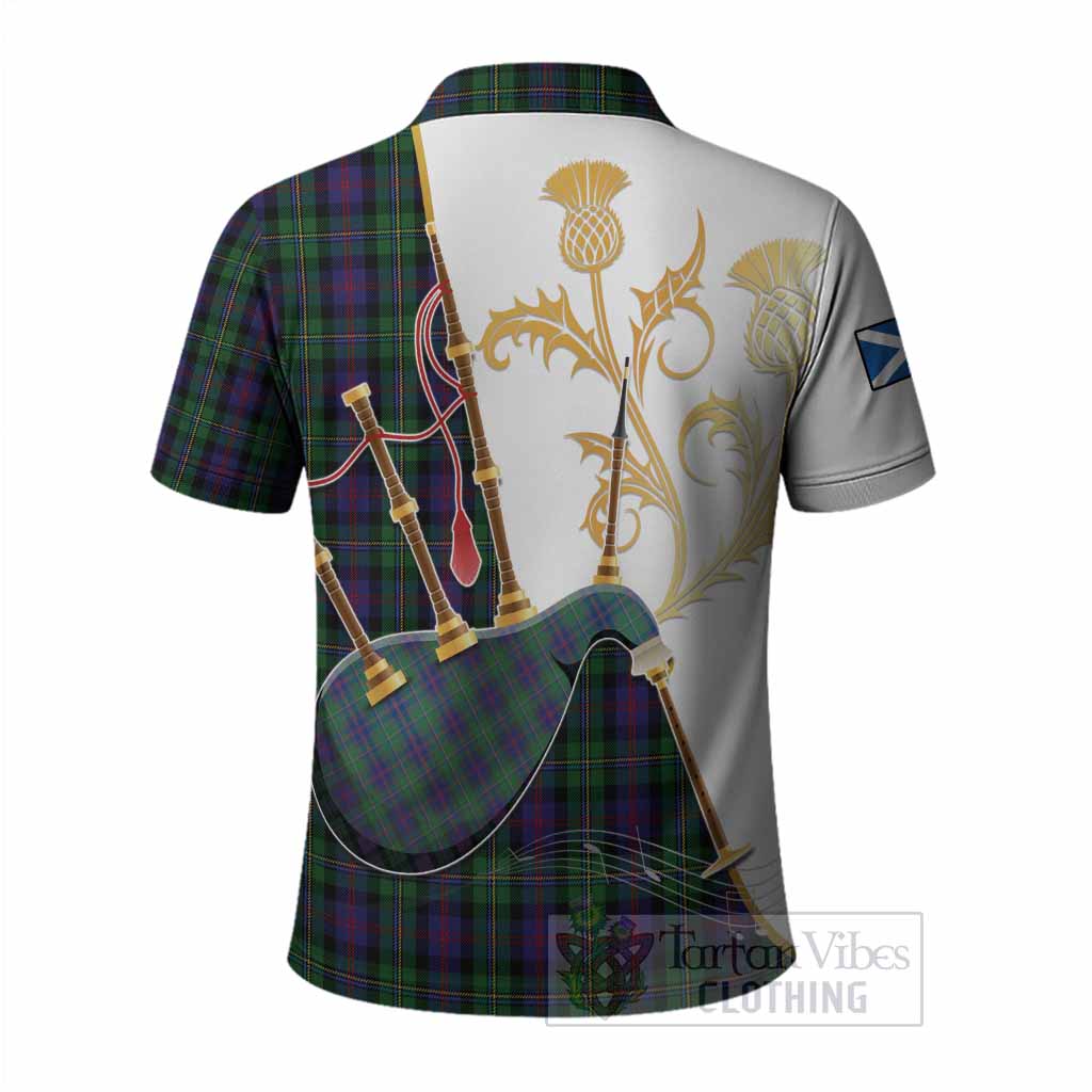 MacCallum (McCallum) Tartan Family Crest Polo Shirt Bagpipes with Scottish Thistle