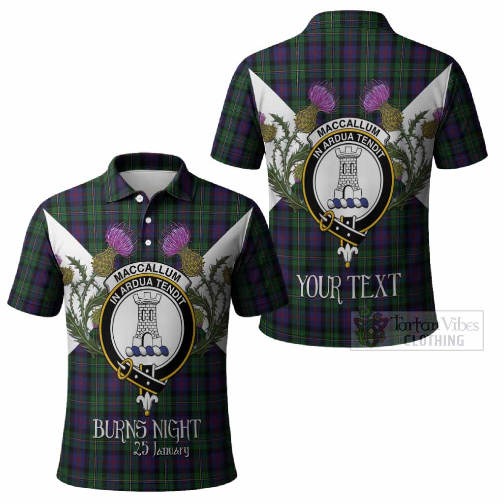 MacCallum (McCallum) Tartan Family Crest Polo Shirt Scottish Burns Night Thistle Floral