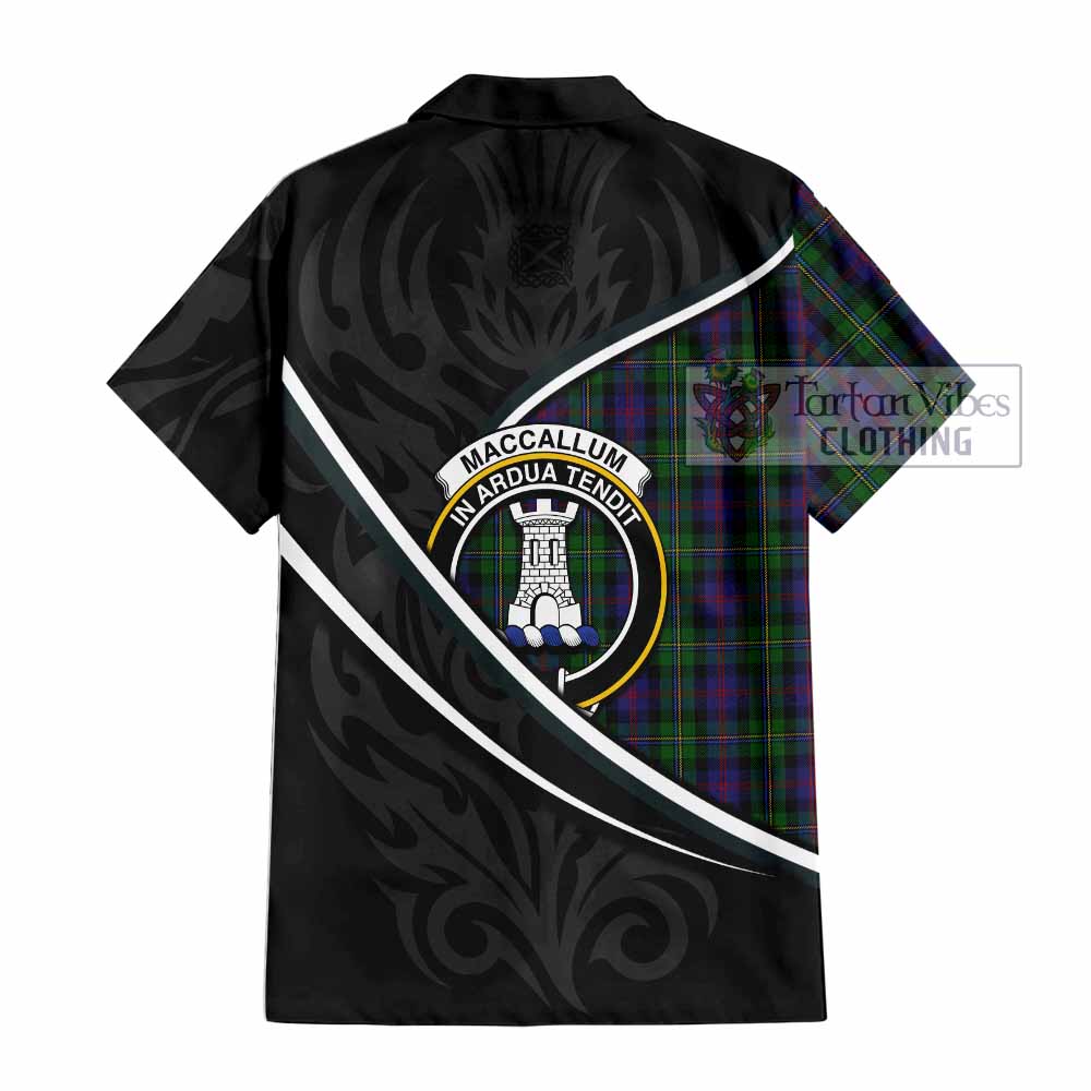 MacCallum (McCallum) Tartan Family Crest Short Sleeve Button Shirt Celtic Scottish Thistle Floral - Tartan Vibes Clothing