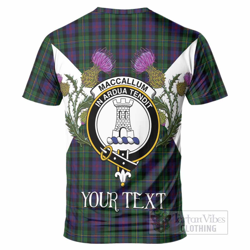 MacCallum (McCallum) Tartan Family Crest T-Shirt Scottish Burns Night Thistle Floral