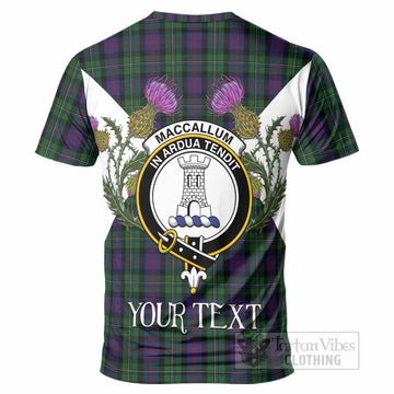 MacCallum (McCallum) Tartan Family Crest T-Shirt Scottish Burns Night Thistle Floral