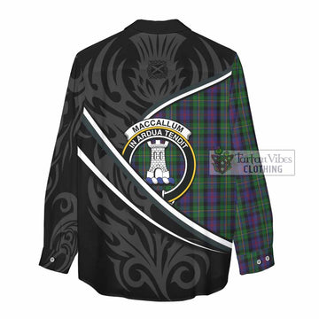 MacCallum (McCallum) Tartan Family Crest Women Casual Shirt Celtic Scottish Thistle Floral - Tartan Vibes Clothing