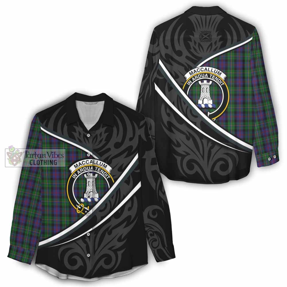 MacCallum (McCallum) Tartan Family Crest Women Casual Shirt Celtic Scottish Thistle Floral - Tartan Vibes Clothing