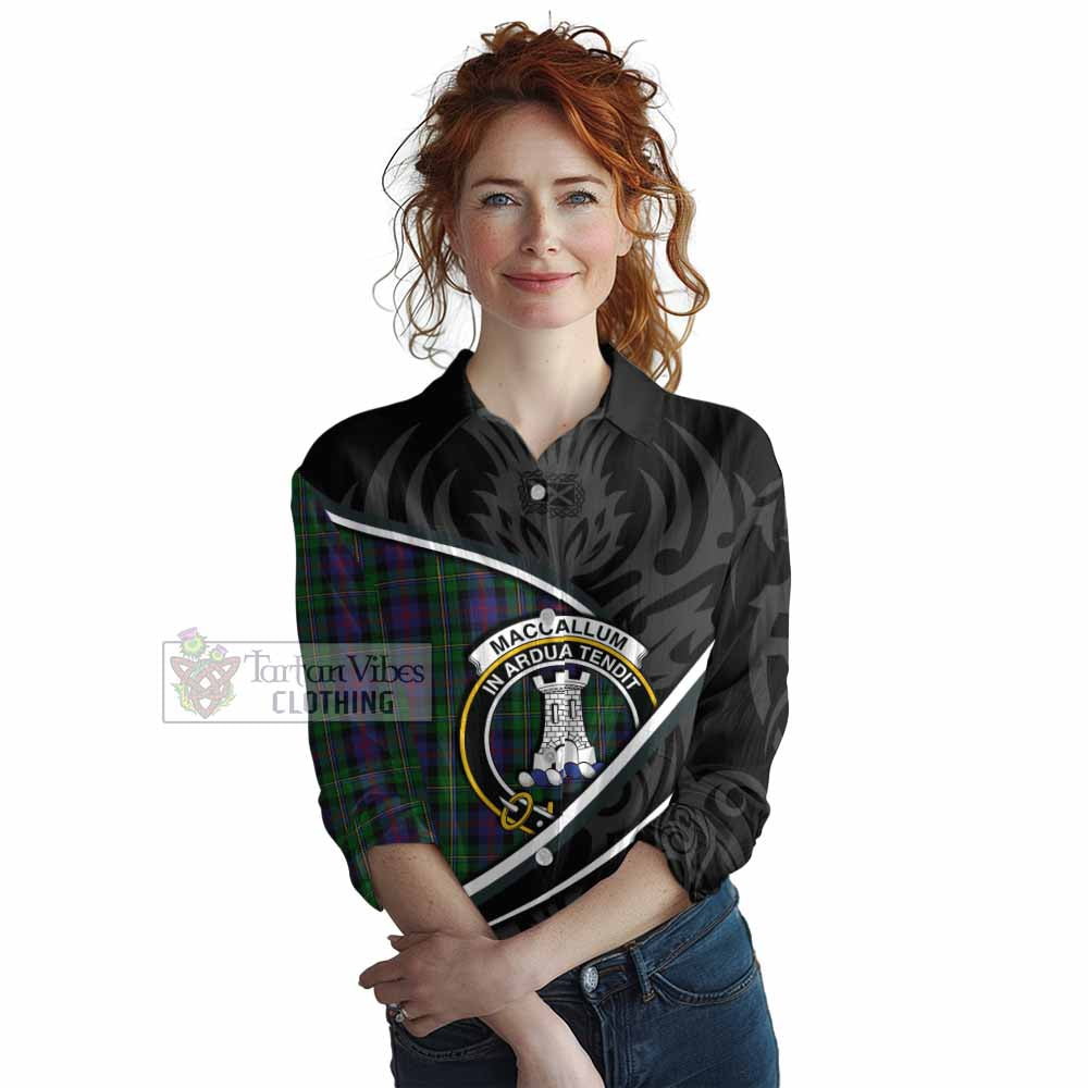 MacCallum (McCallum) Tartan Family Crest Women Casual Shirt Celtic Scottish Thistle Floral - Tartan Vibes Clothing