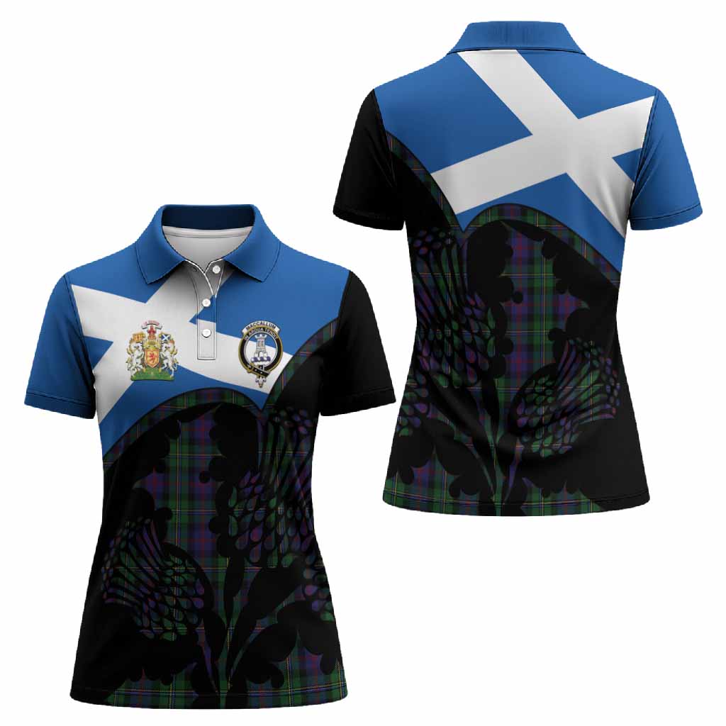 MacCallum (McCallum) Tartan Family Crest Women Polo Shirt Scotland Thistle Floral Flag Style