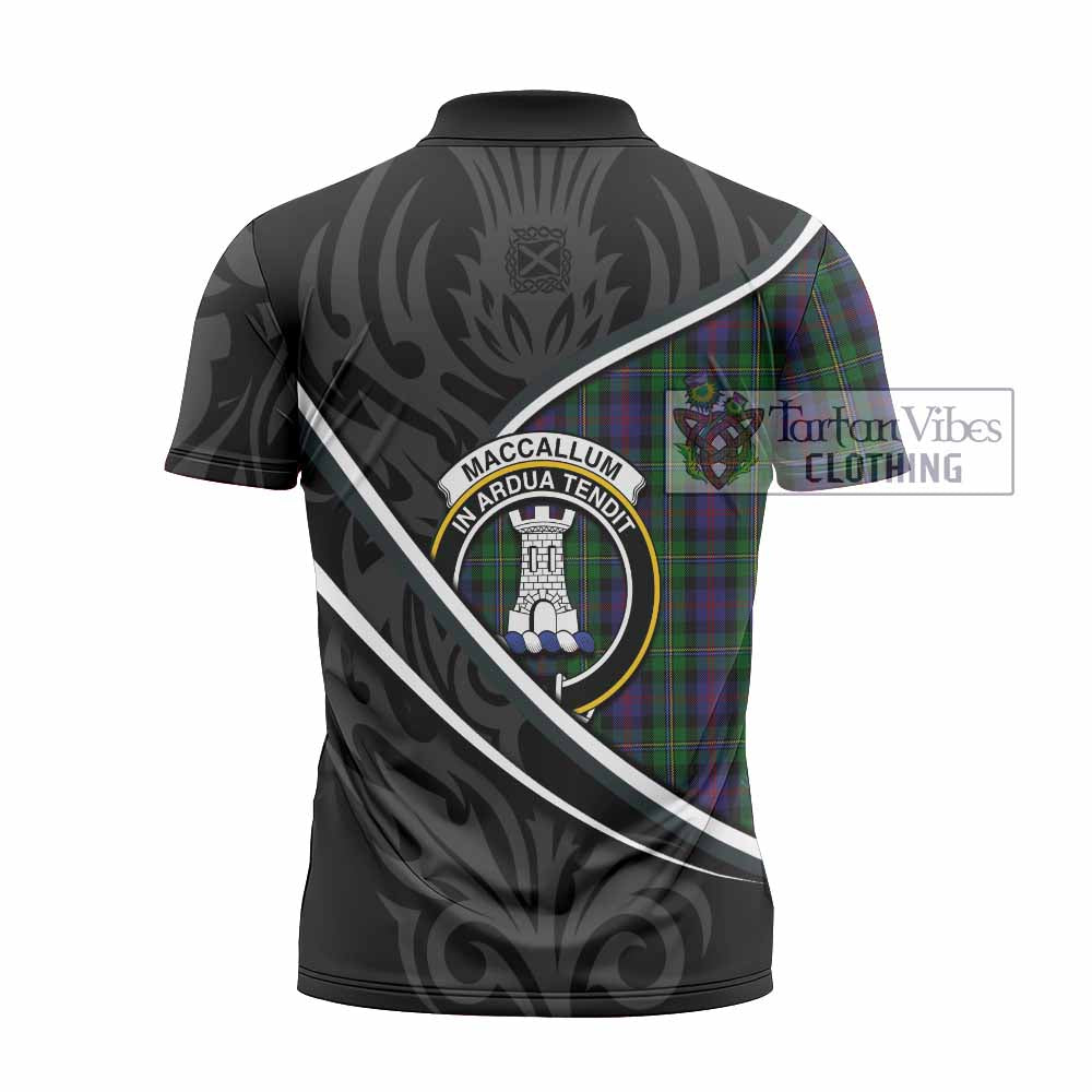 MacCallum (McCallum) Tartan Family Crest Zipper Polo Shirt Celtic Scottish Thistle Floral - Tartan Vibes Clothing