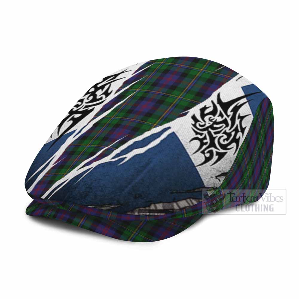 MacCallum (McCallum) Tartan Flat Cap, Jeff Cap Scotland Flag Ripped Tribal Design