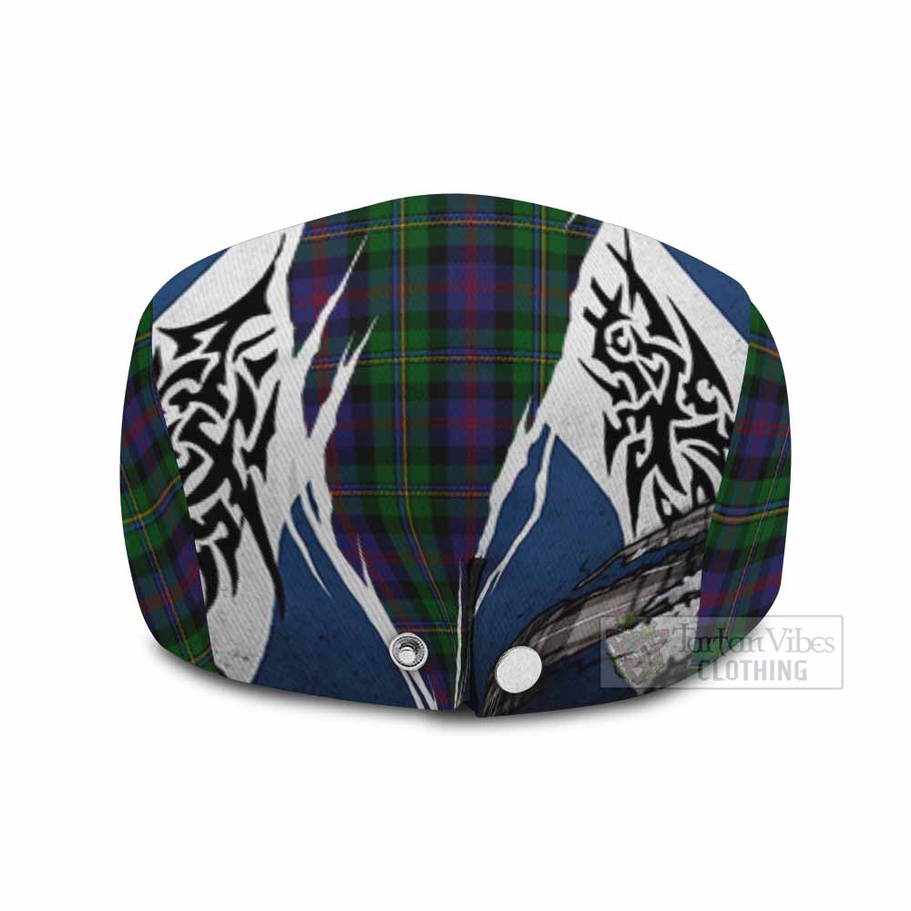 MacCallum (McCallum) Tartan Flat Cap, Jeff Cap Scotland Flag Ripped Tribal Design