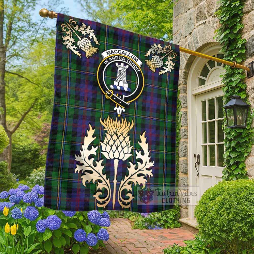 MacCallum (McCallum) Tartan Garden Flag with Golden Regal Scottish Thistle Emblem - Tartan Vibes Clothing