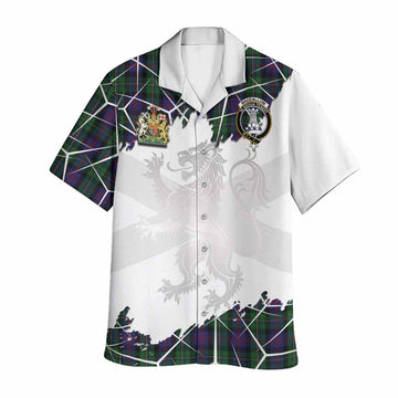 MacCallum (McCallum) Tartan Hawaiian Shirt with Family Crest and Lion Rampant Grunge Style