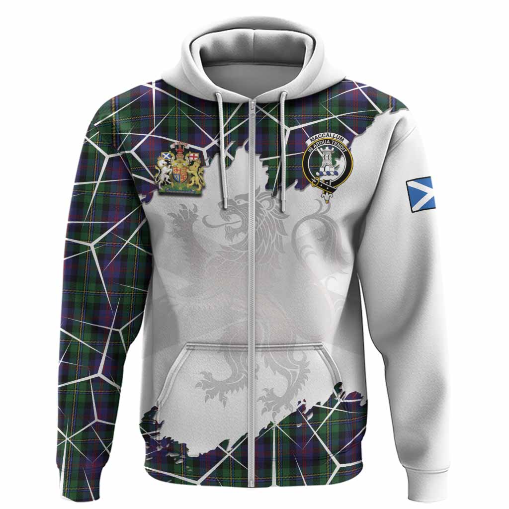 MacCallum (McCallum) Tartan Hoodie with Family Crest and Lion Rampant Grunge Style
